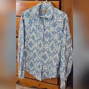 Cedar Rose in Sky Blue and White Ikat Shirt